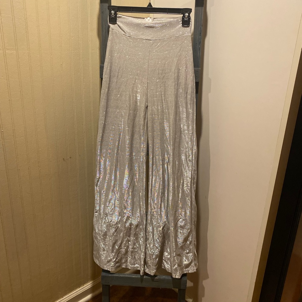 Glittery silver disco pants